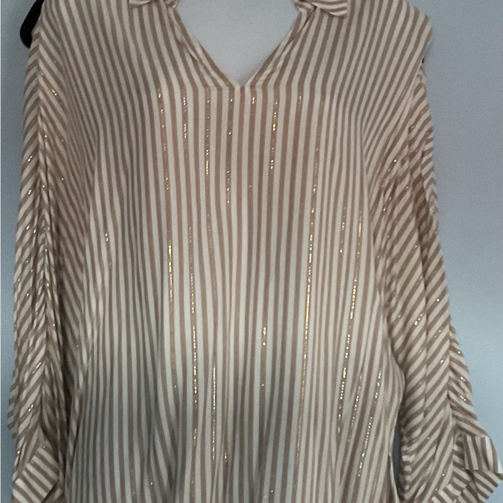 Chico’s Relaxed Shine Stripe Pullover Top
